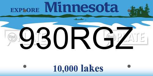 930RGZ Minnesota License Plate