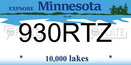 930RTZ Minnesota License Plate