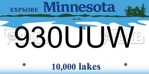 930UUW Minnesota License Plate