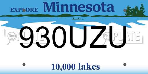 930UZU Minnesota License Plate