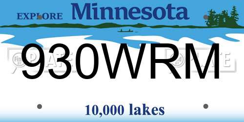 930WRM Minnesota License Plate
