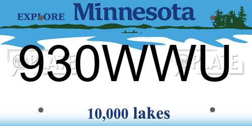 930WWU Minnesota License Plate
