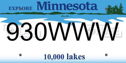 930WWW Minnesota License Plate