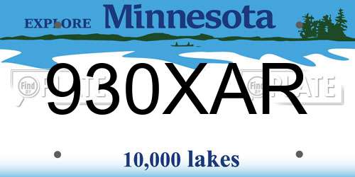 930XAR Minnesota License Plate