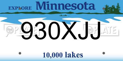 930XJJ Minnesota License Plate