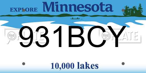 931BCY Minnesota License Plate