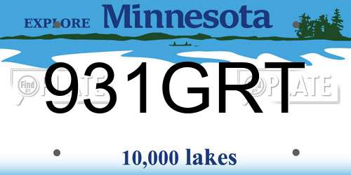 931GRT Minnesota License Plate