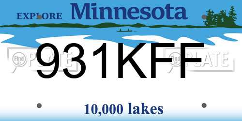 931KFF Minnesota License Plate