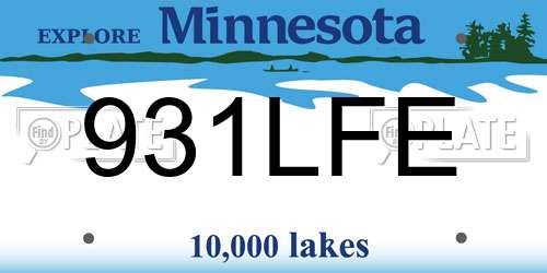 931LFE Minnesota License Plate