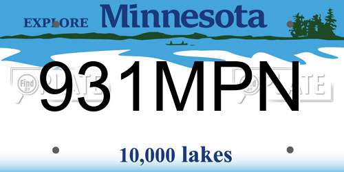 931MPN Minnesota License Plate