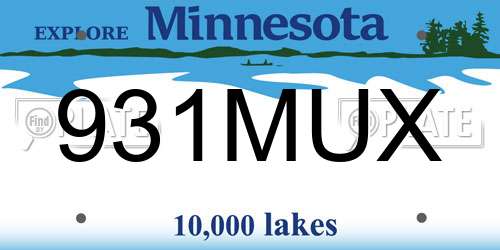 931MUX Minnesota License Plate
