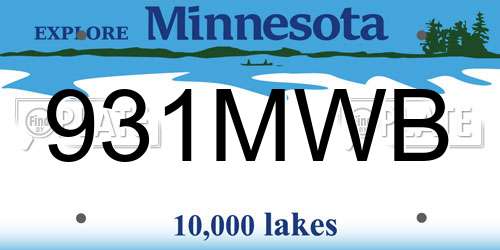 931MWB Minnesota License Plate