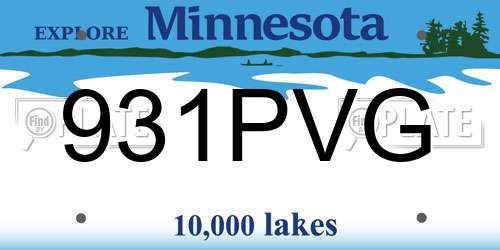 931PVG Minnesota License Plate