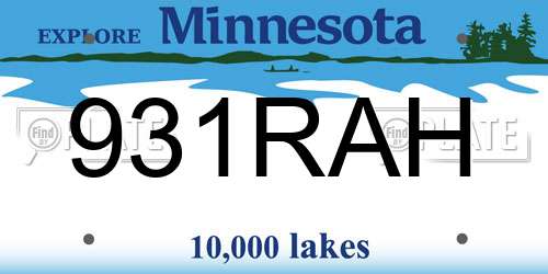 931RAH Minnesota License Plate