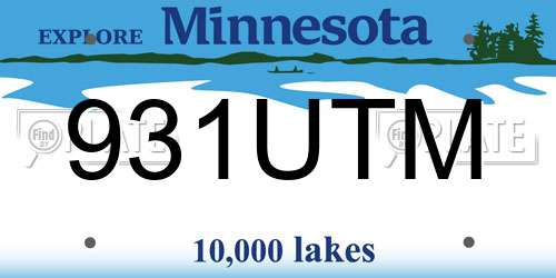 931UTM Minnesota License Plate