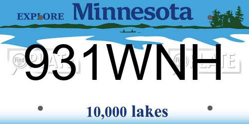931WNH Minnesota License Plate