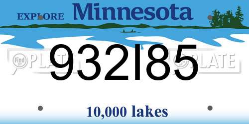 932I85 Minnesota License Plate