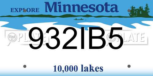 932IB5 Minnesota License Plate