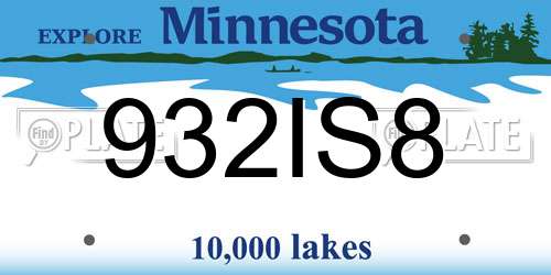 932IS8 Minnesota License Plate