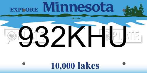 932KHU Minnesota License Plate