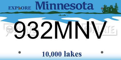 932MNV Minnesota License Plate