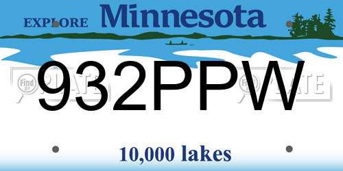 932PPW Minnesota License Plate