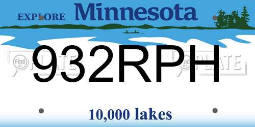 932RPH Minnesota License Plate