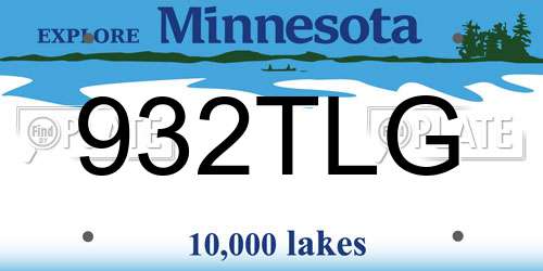 932TLG Minnesota License Plate