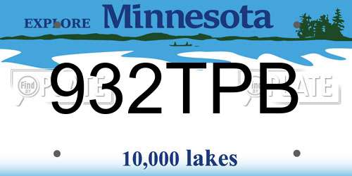 932TPB Minnesota License Plate