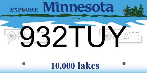 932TUY Minnesota License Plate