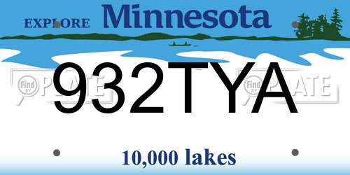 932TYA Minnesota License Plate