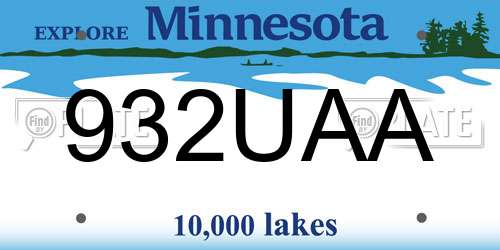 932UAA Minnesota License Plate