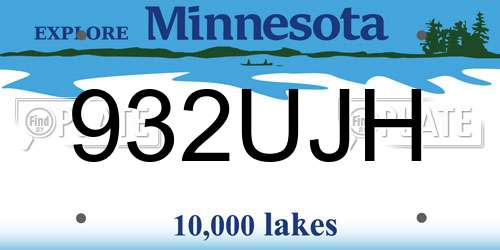 932UJH Minnesota License Plate