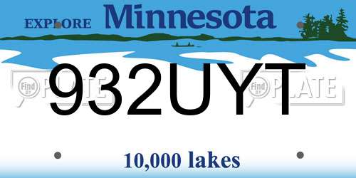 932UYT Minnesota License Plate
