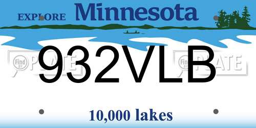 932VLB Minnesota License Plate