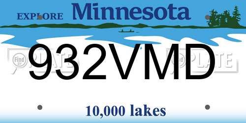 932VMD Minnesota License Plate