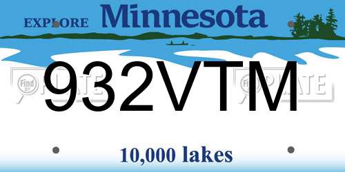 932VTM Minnesota License Plate