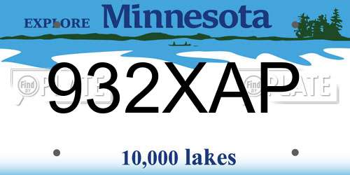 932XAP Minnesota License Plate