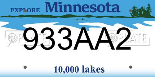 933AA2 Minnesota License Plate