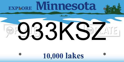 933KSZ Minnesota License Plate