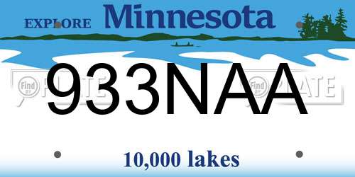 933NAA Minnesota License Plate