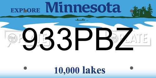 933PBZ Minnesota License Plate