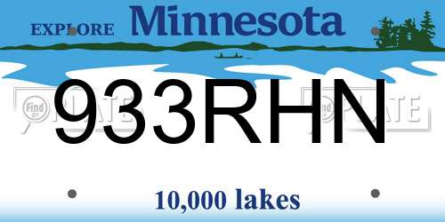 933RHN Minnesota License Plate