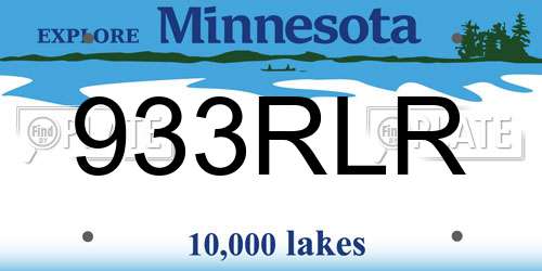 933RLR Minnesota License Plate