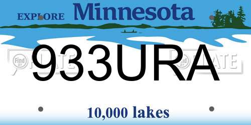 933URA Minnesota License Plate