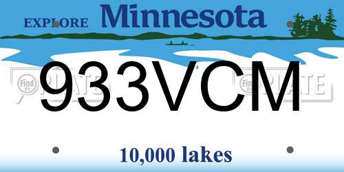 933VCM Minnesota License Plate