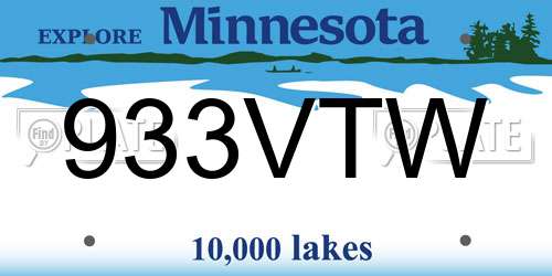 933VTW Minnesota License Plate