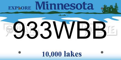 933WBB Minnesota License Plate