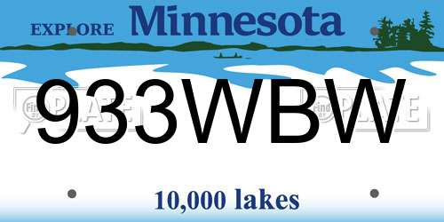 933WBW Minnesota License Plate