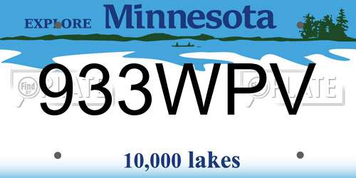 933WPV Minnesota License Plate